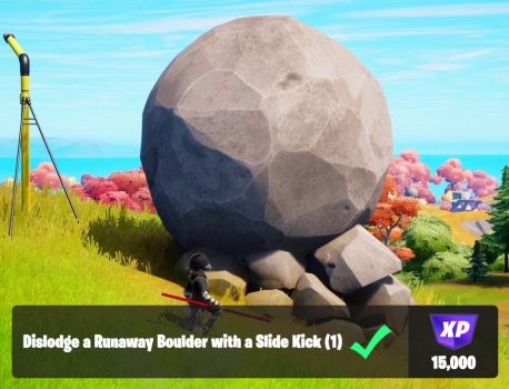 How to Slide-Kick a Runaway Boulder in Fortnite