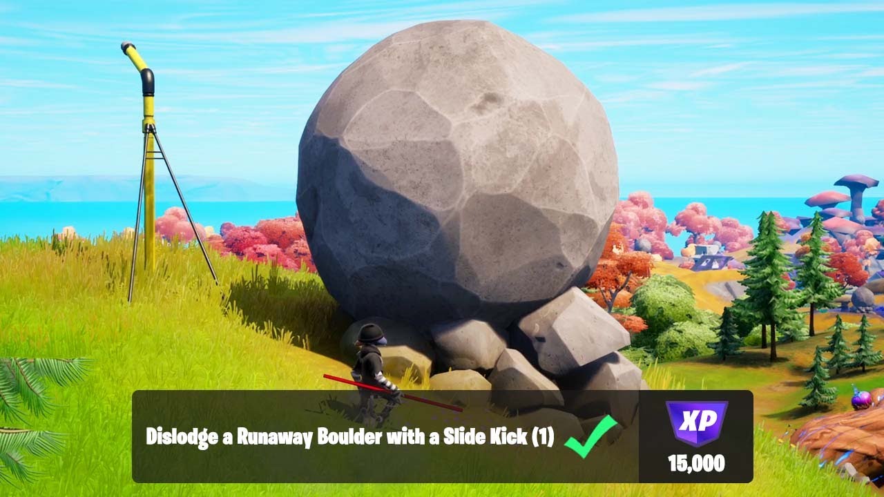 How to Slide-Kick a Runaway Boulder in Fortnite